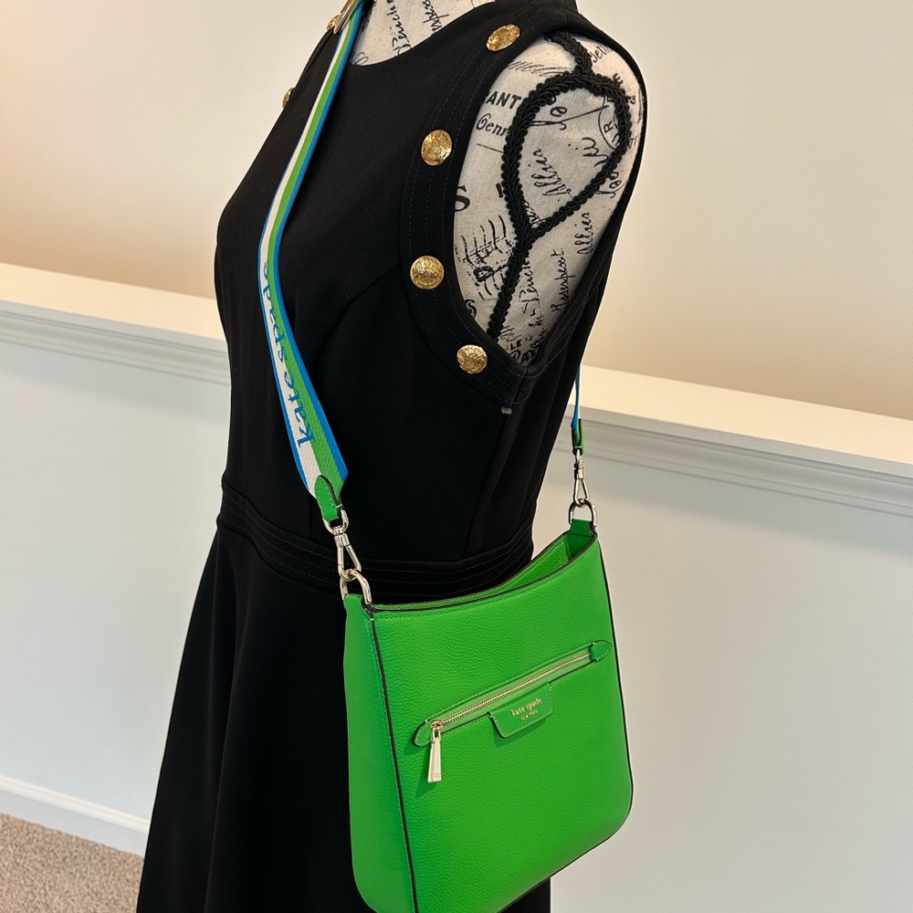 Kate Spade Green Crossbody Bag with Multicolor Strap - Picture 9 of 10
